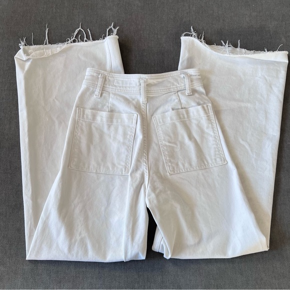Zara Marine Straight Wide Leg Jeans White 2 - Picture 4 of 4